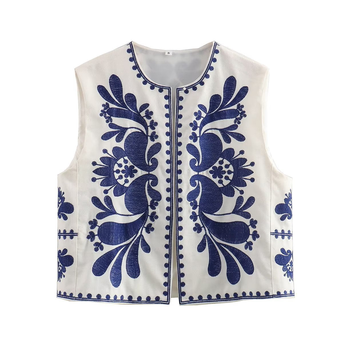 Yaneth Embroidered Crop Vest - Blue [ZKBMS1PC]