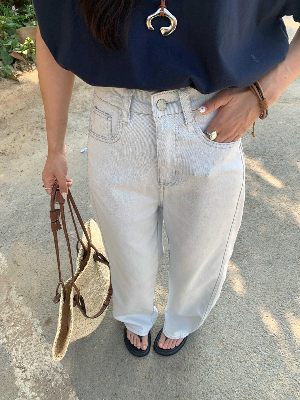 Raelee Off-White Wide-Leg Jeans - Off-White [IK7WKVF6]