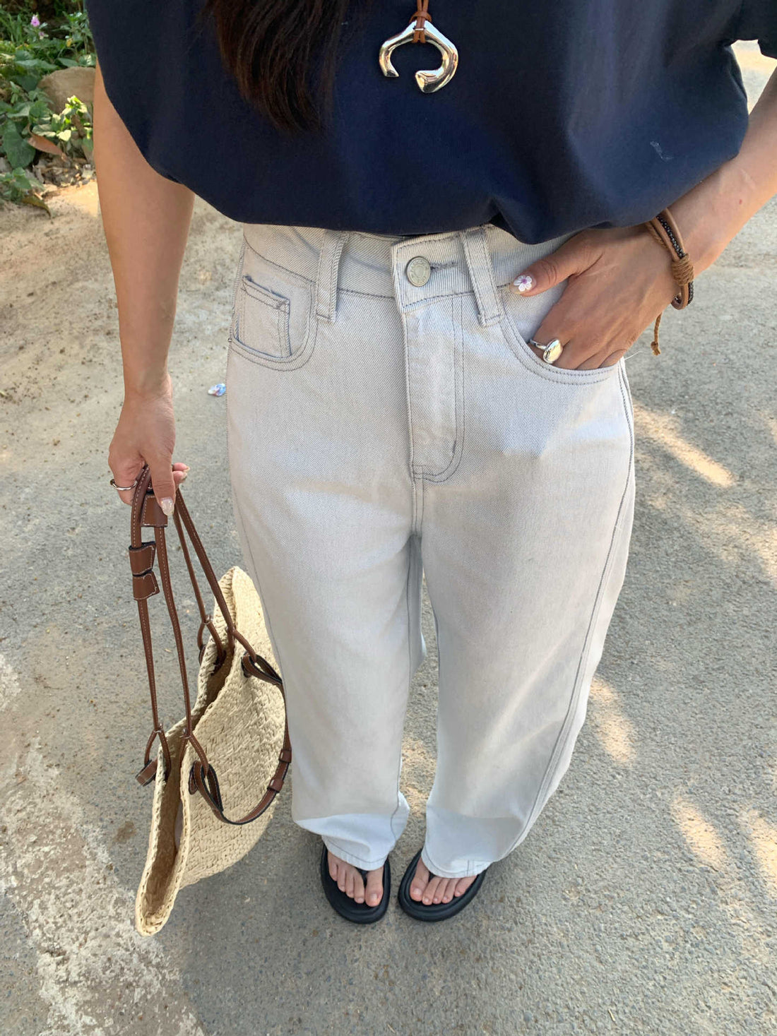 Raelee Off-White Wide-Leg Jeans - Off-White [IK7WKVF6]