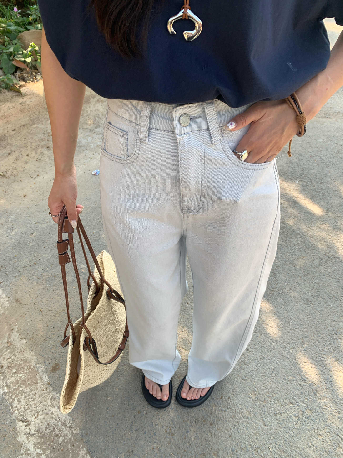 Raelee Off-White Wide-Leg Jeans - Off-White [IK7WKVF6]