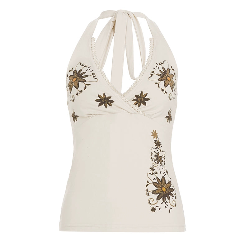 Minsa Floral Lace Halter Top - Nude [Q8STAHJ3]