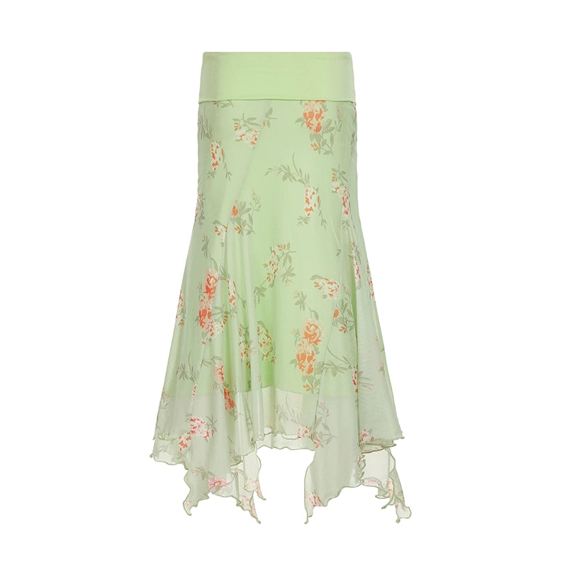 Seven Floral Maxi Skirt - Light Green