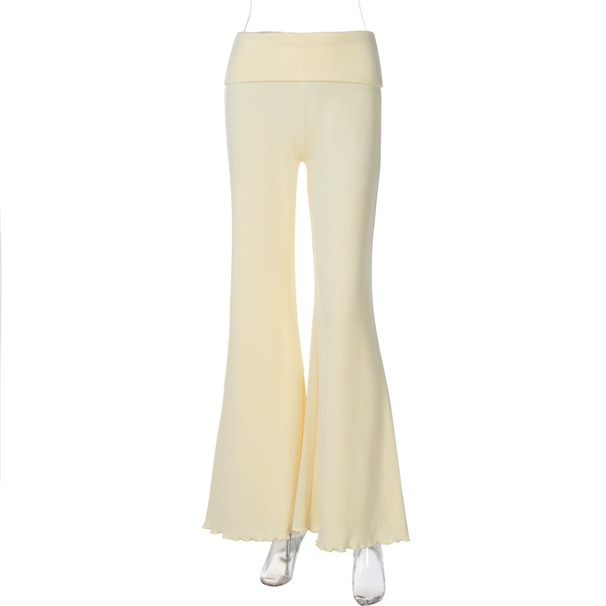 Asher High-Rise Flared Pants - Light Yellow [784A22EV]
