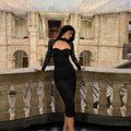 Lace Slit Maxi Dress - Black [JXMTDM3H]