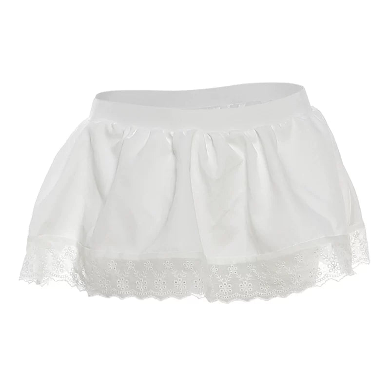 Lace Trim Cami Skirt Set - White Skirt [DGXH5KWR]