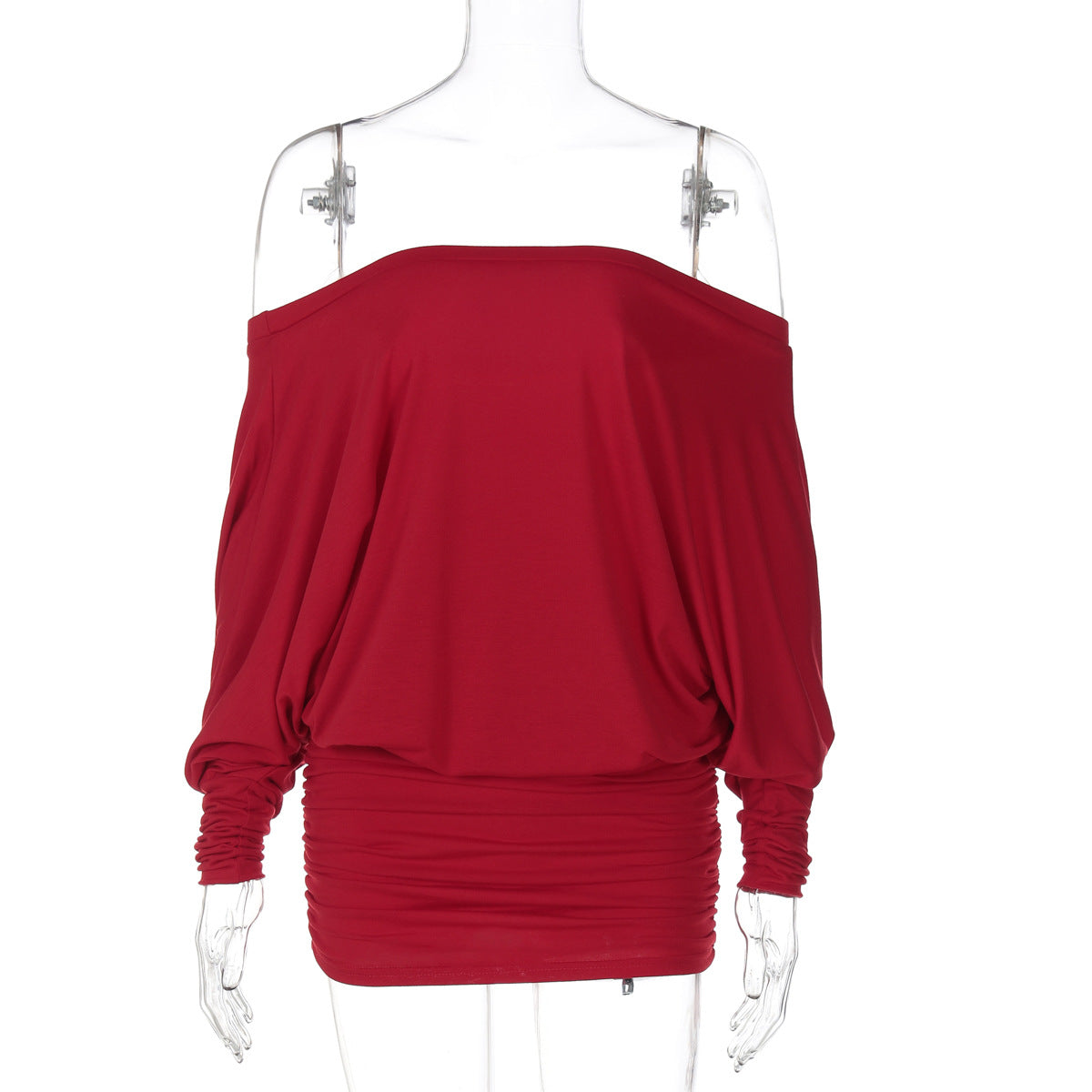 Aaliya Off Shoulder Ruched Mini Dress - Red [MCECAAIJ]