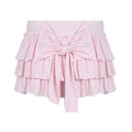 Yulissa Bow Tiered Mini Skirt - Pink [Y00UHL6J]