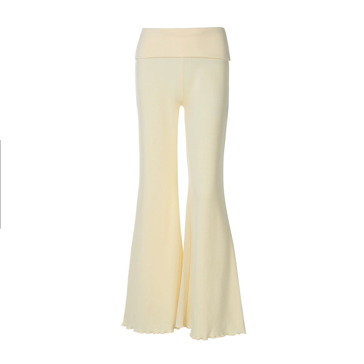 Delylah Low-Rise Wavy Flared Pants - Light Yellow [13IDMBC2]