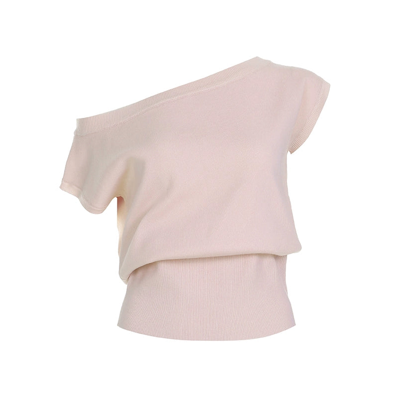 Saja Off-Shoulder Knit Crop Top - Pink [SPC752JJ]