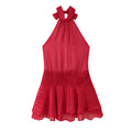 Winter Halter Satin Mini Dress - Red [ETBZBUWT]