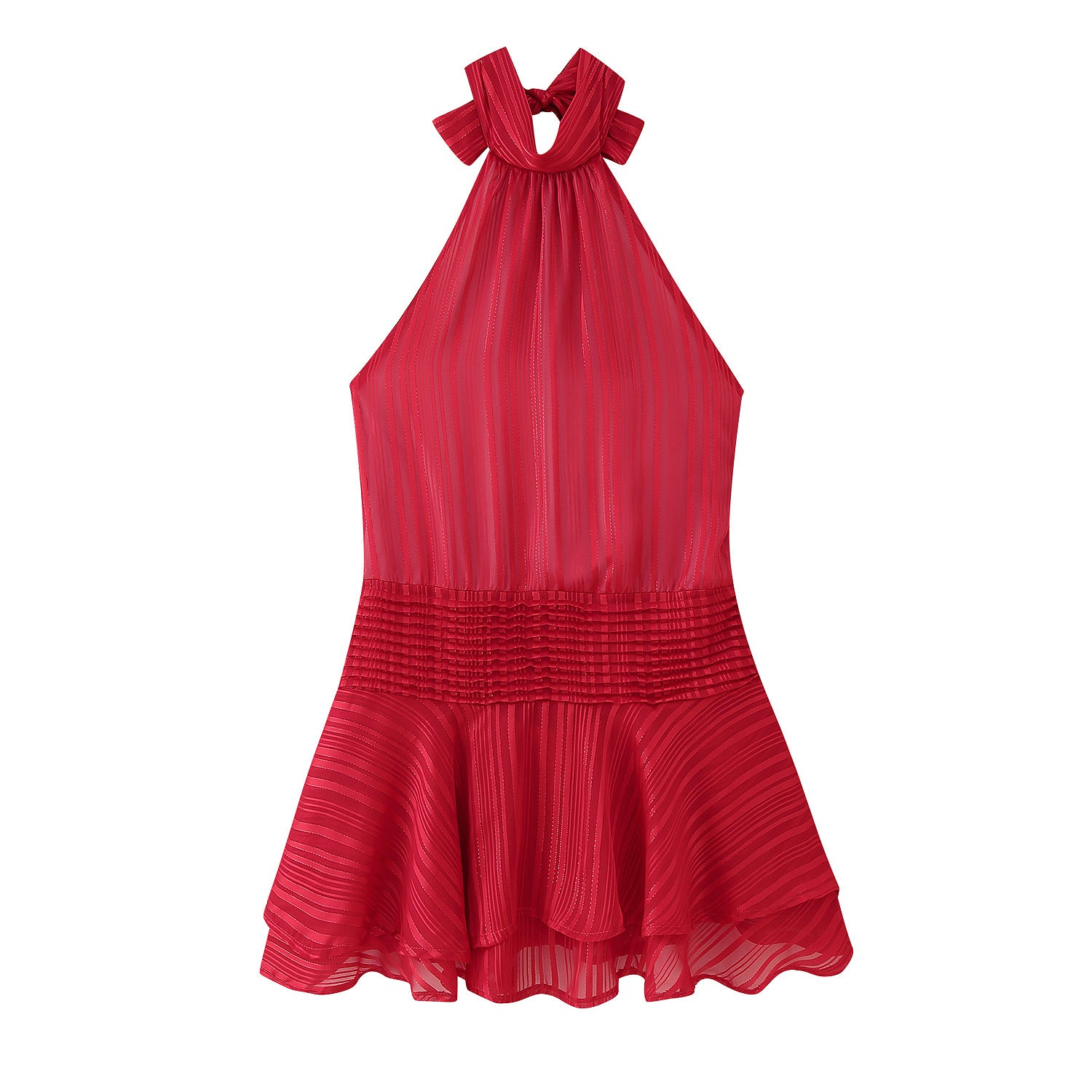 Winter Halter Satin Mini Dress - Red [ETBZBUWT]