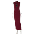 Cut-out Slit Maxi Dress - Wine Red [EPZCAUQ0]