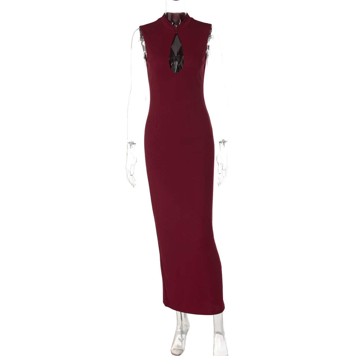 Cut-out Slit Maxi Dress - Wine Red [EPZCAUQ0]