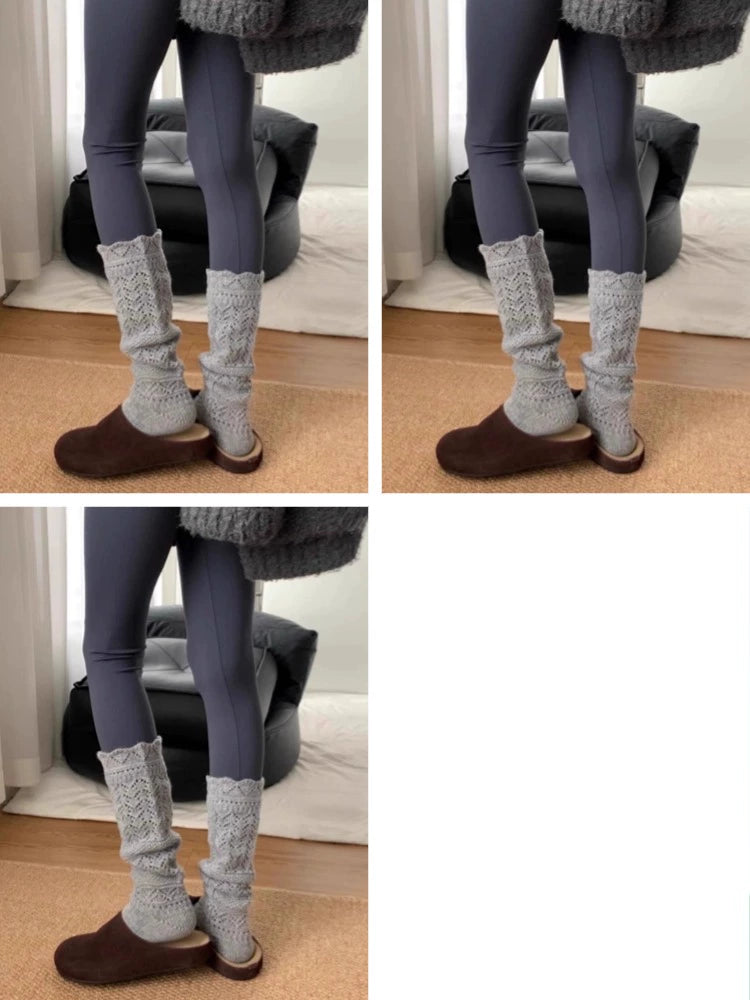 Sabella Knit Leg Warmer Socks - Grey (3 Pairs) [YMPVK83Z]