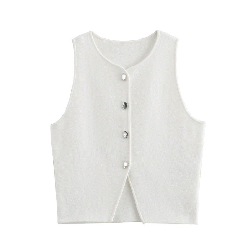 Novalee Cropped Knit Vest - White [2RJ63IMC]