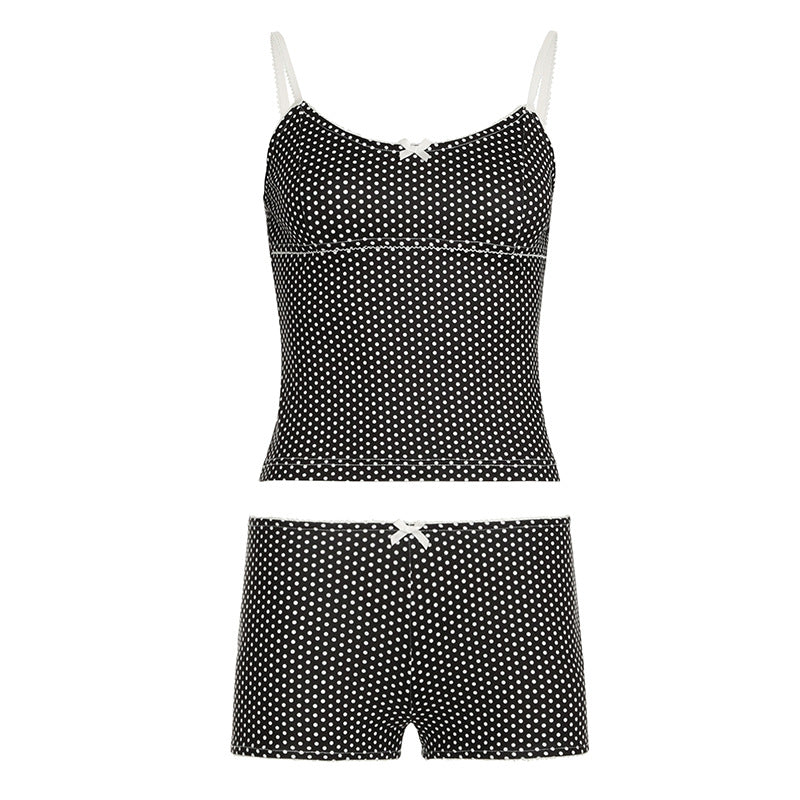 Annalie Polka Dot Short Set - Black [Y6A66GFY]