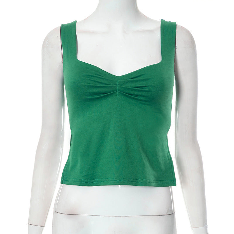 Ziona Backless Square Neck Crop Top - Dark Green [86AR4COW]