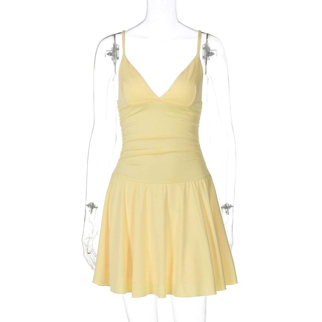 Javeah Ruched Bodycon Mini Dress - Yellow [XEXALN8R]