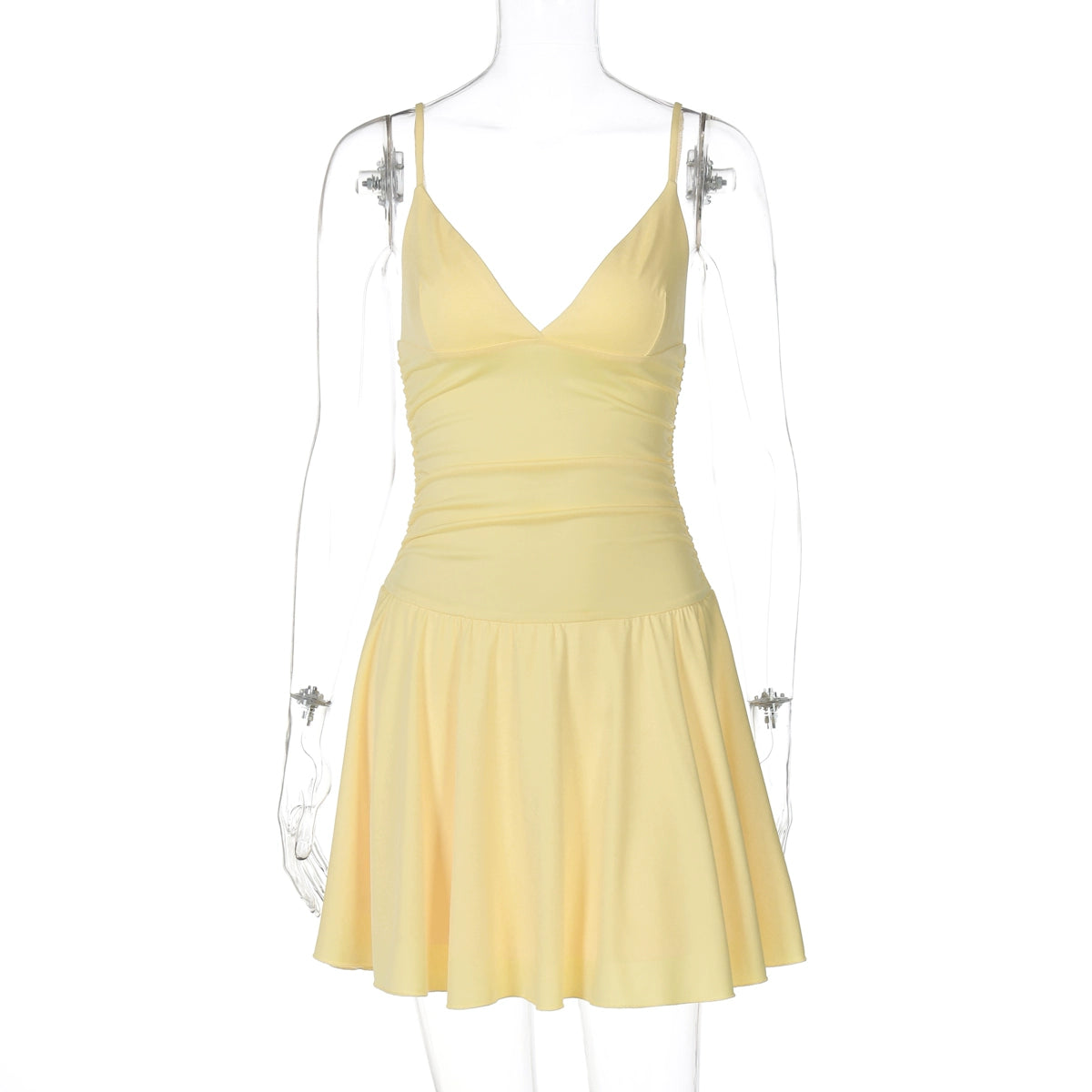 Javeah Ruched Bodycon Mini Dress - Yellow [XEXALN8R]