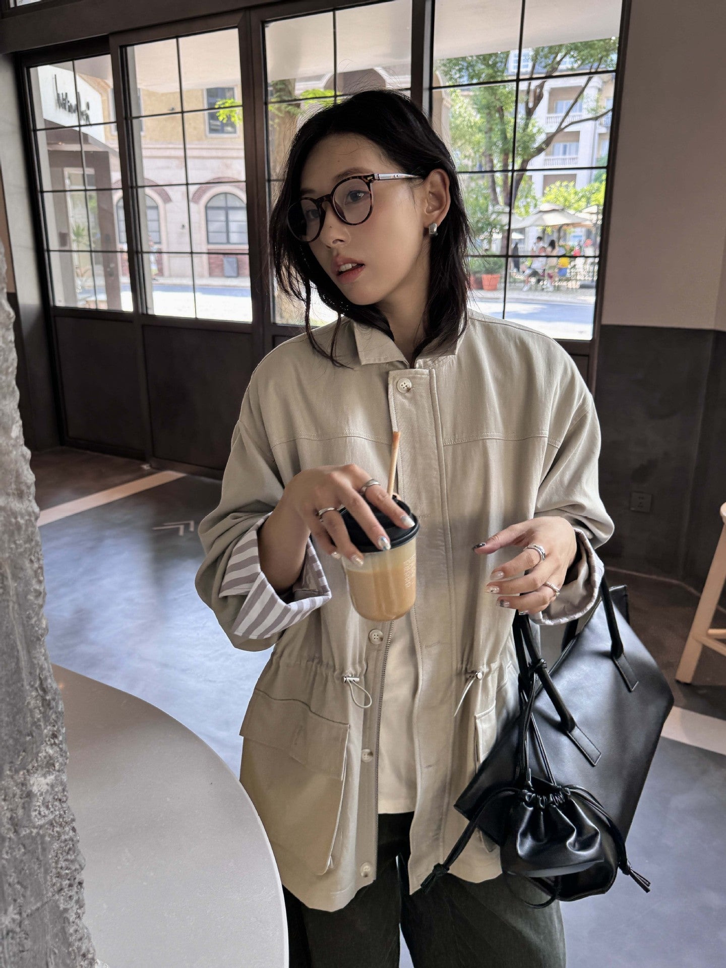 Nilah Cinched Utility Trench Coat - Khaki [8DO28KS5]