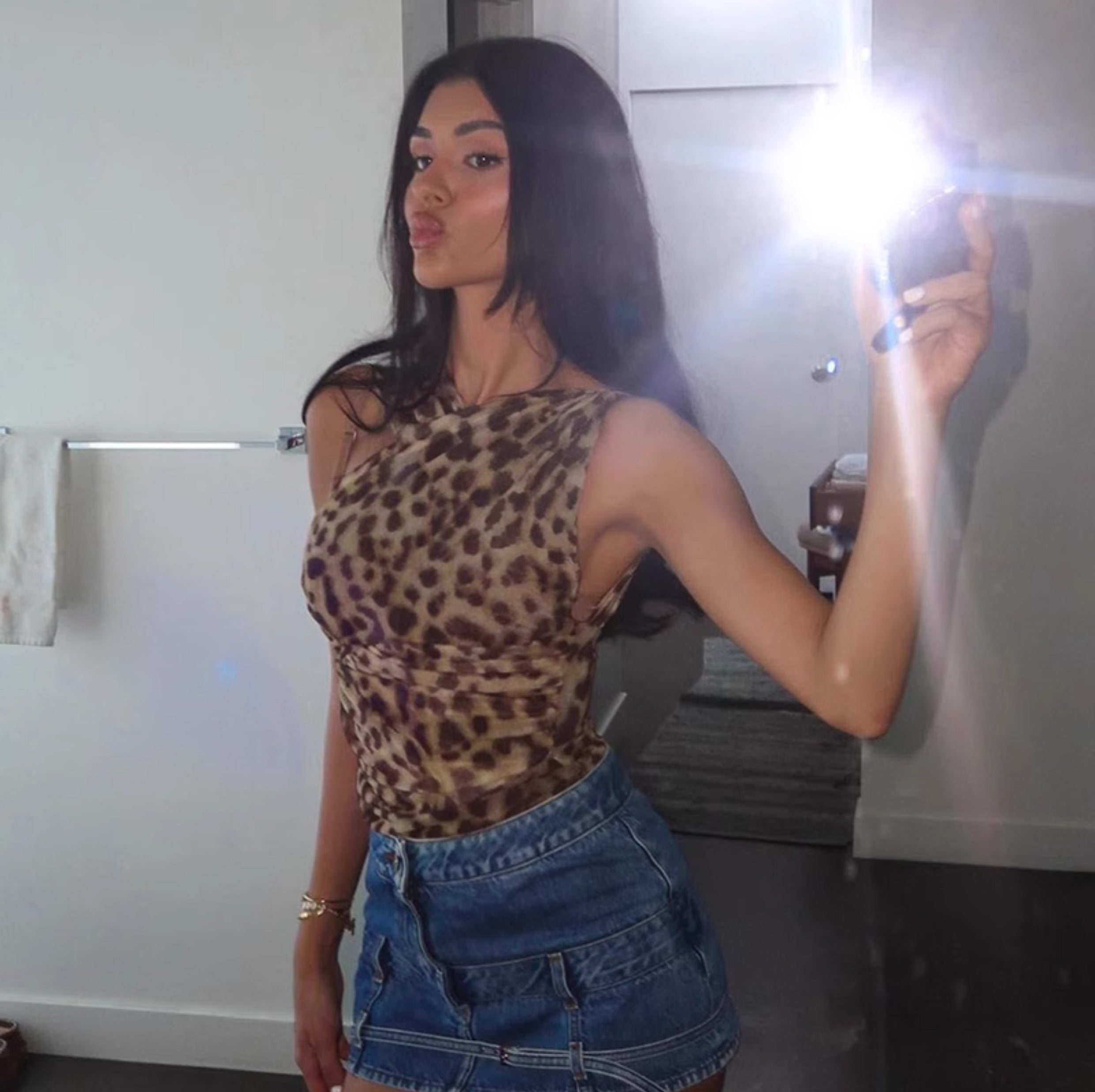 Posey Leopard Print Slant Bodysuit