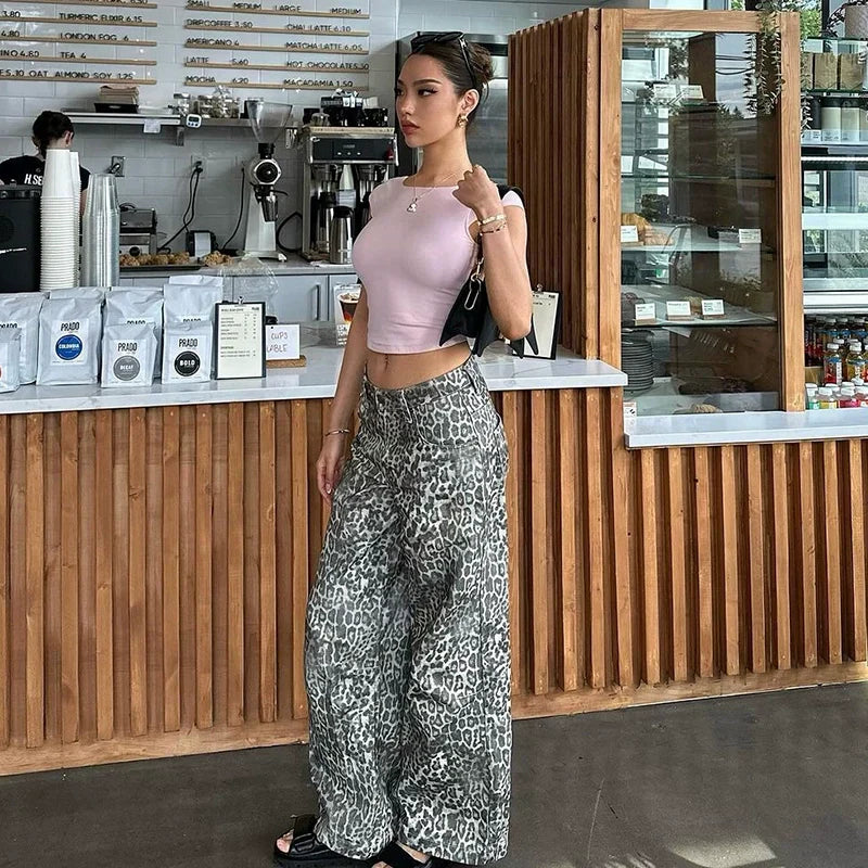 Jasleen Leopard Print High Waist Jeans