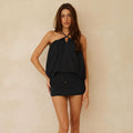 Masyn Halter Mini Skirt Set - Black
