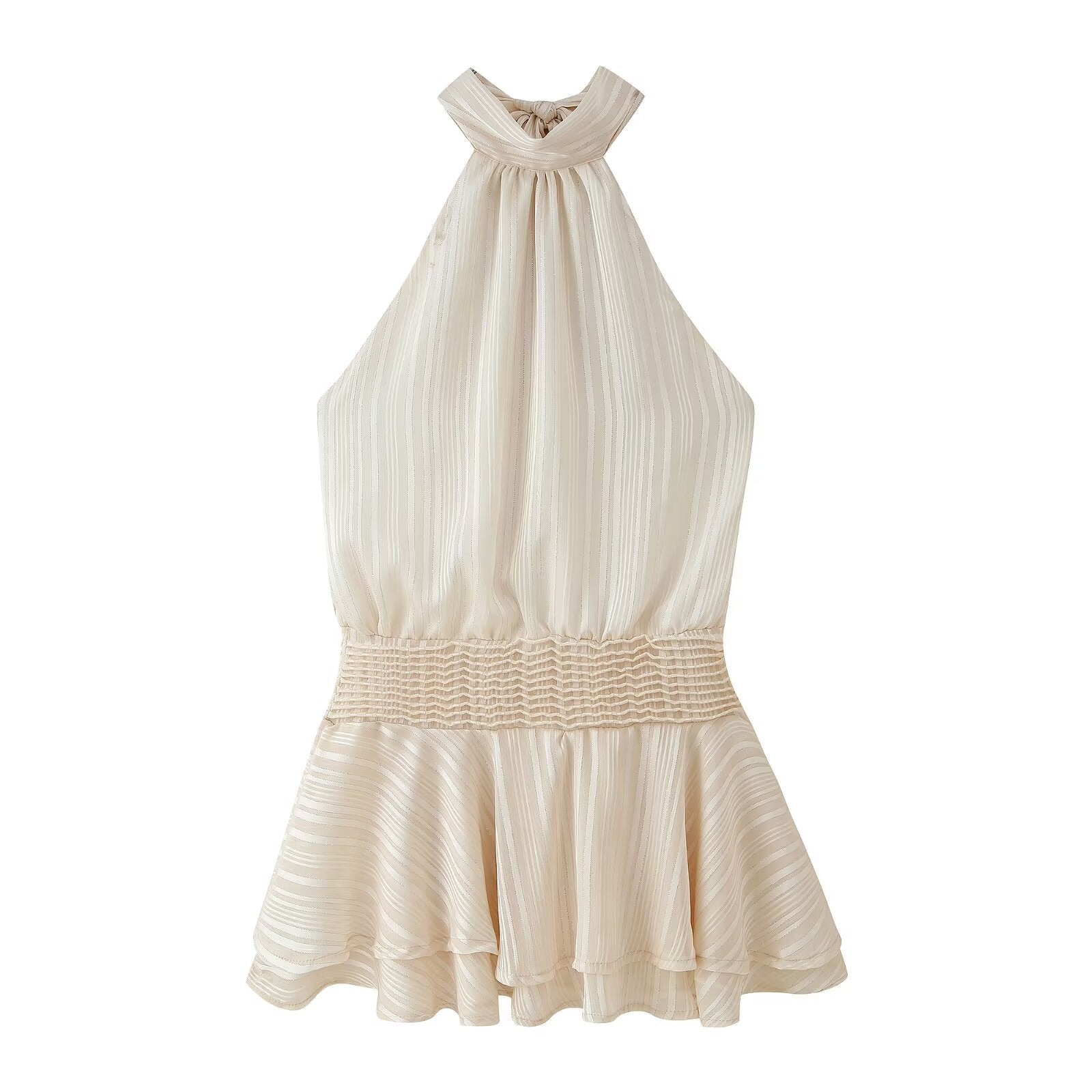 Winter Halter Satin Mini Dress - Apricot [1I48F9MD]