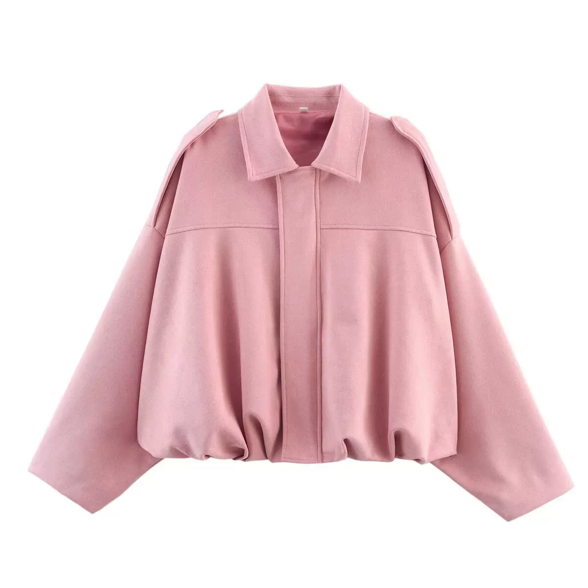 LaPose - Hadassah Oversized Faux Suede Bomber - Pink Color