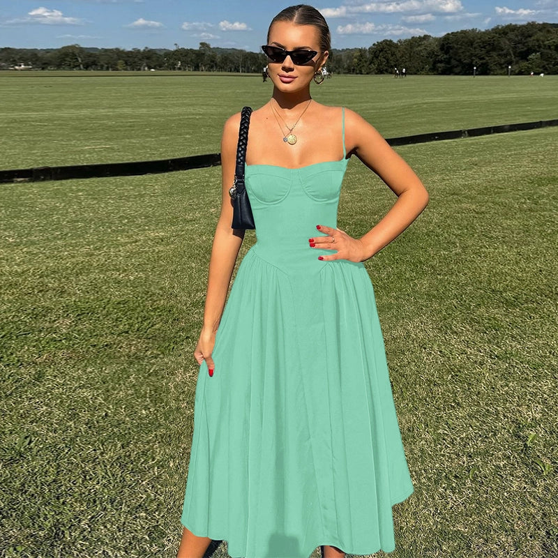 Kadence Square Neck Maxi Dress - Green
