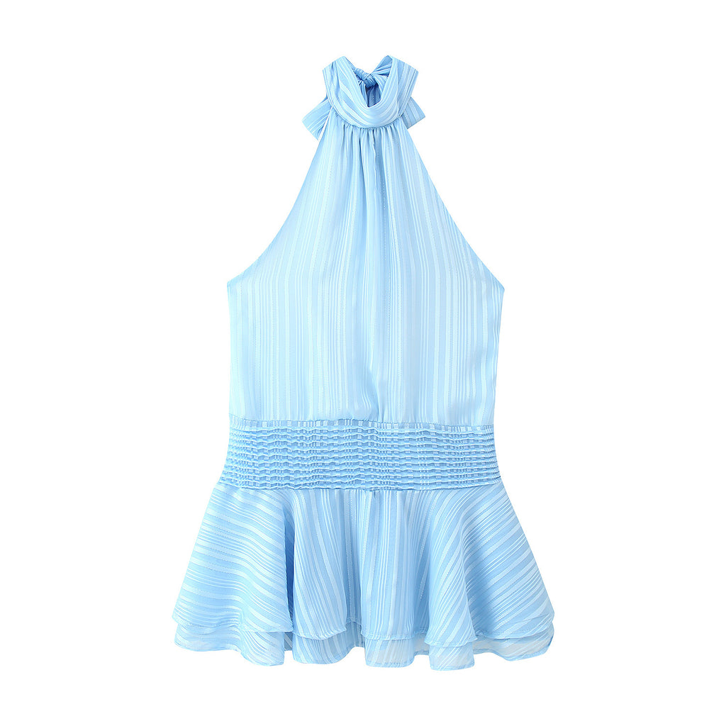 Winter Halter Satin Mini Dress - Light Blue [8RAWPQ4A]
