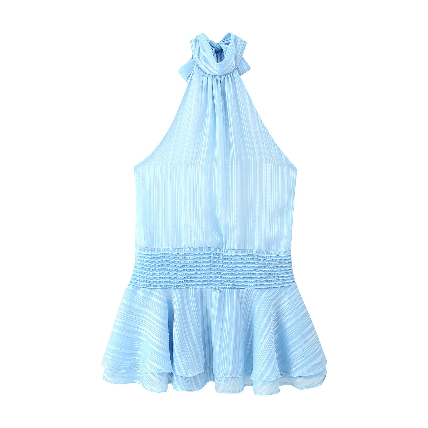 Winter Halter Satin Mini Dress - Light Blue [8RAWPQ4A]