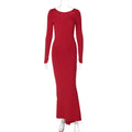 Mireille Backless Ruched Long Dress - Red [FL1YZPV7]