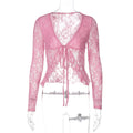 Alonna Floral Lace-Up Top - 玫红色 [WH30PK4T]