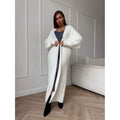 LaPose - Emarie Longline Fuzzy Knit Cardigan - White (Approx. 102cm) Color