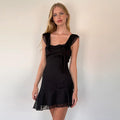 Bellamarie Ruffled Chiffon Mini Dress - Black [U69B0ZPU]