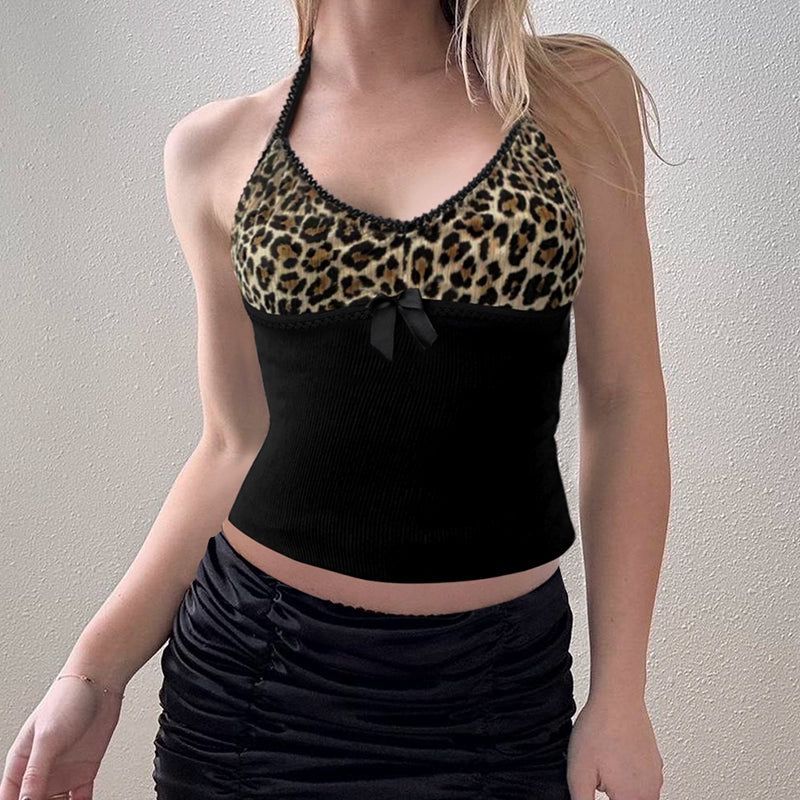 Gia Leopard Halter Bustier Top