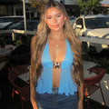 Brylei Mesh Halter Top - Blue