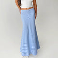 Sky Plaid Fishtail Maxi Skirt - Blue [MDAQONT4]