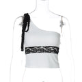 Yaneth One-Shoulder Lace Camisole - White [9DBQ3HH4]
