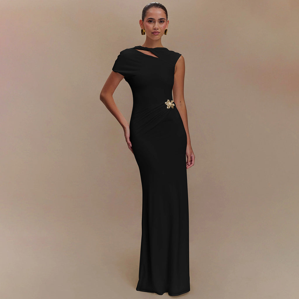 Jaleyah Backless Midi Dress - Black [Z8XXJWHI]