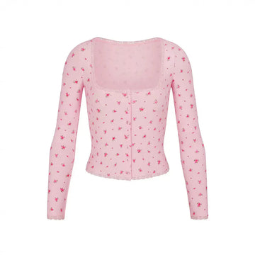 LaPose Fashion - Saachi Floral Cardigan Top - Basic Tops, Casual Tops, Floral Tops, Knitted Tops, Lace Tops, Long Sleeve Tops, Romantic Tops, Tops