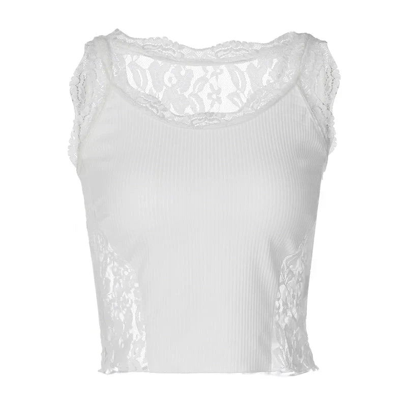 LaPose Fashion - Sandra Lace Tank Top - Backless Tops, Base Layers, Basic Tops, Clean Girl, Elegant Tops, Lace Tops, Sexy Tops, Sleeveless T