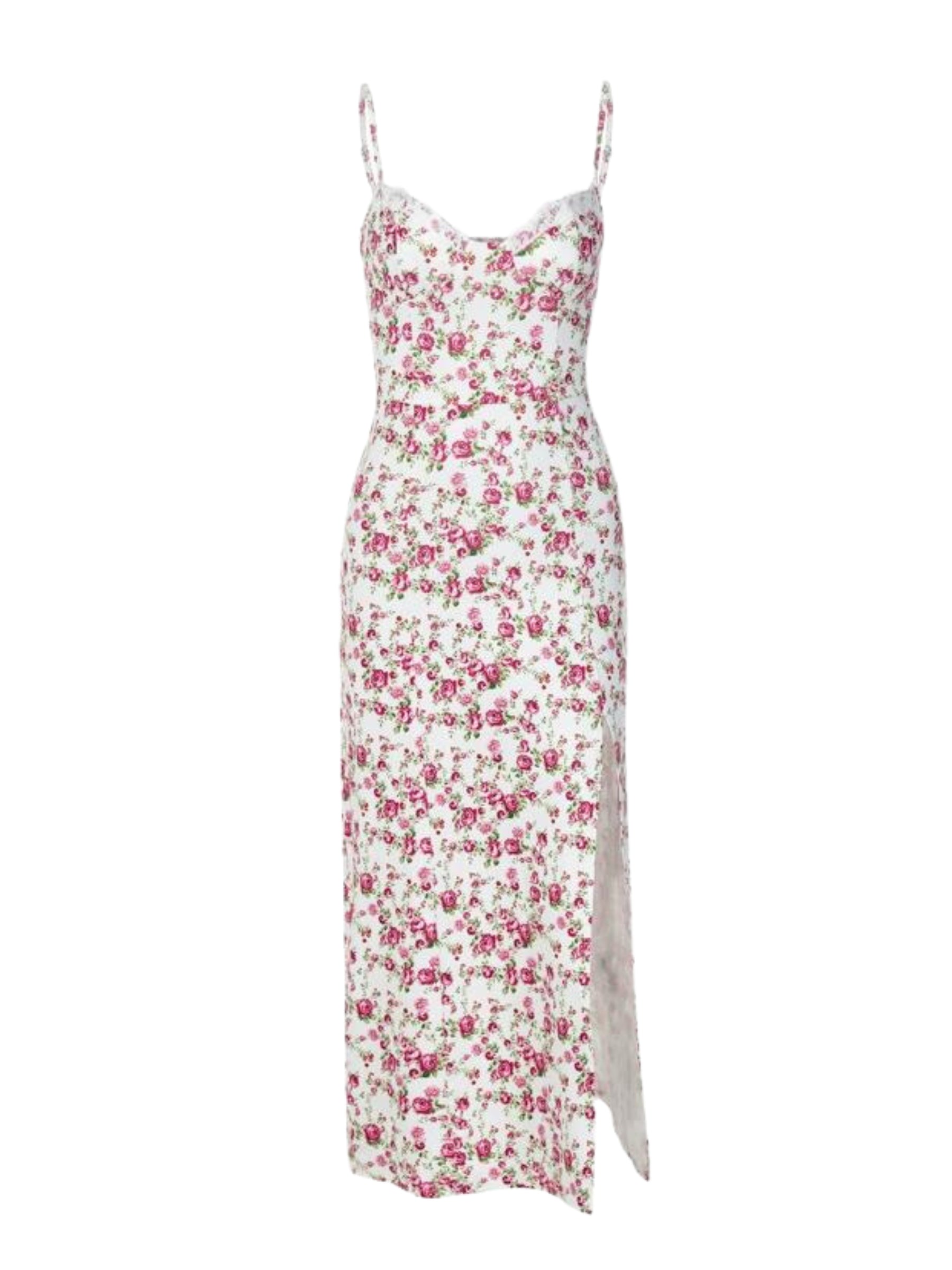 Hermione Floral Print Slit Midi Dress