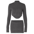 LaPose Fashion - Valery Skirt Set - A-Line Skirts, Basic Tops, Knitted Sets, Knitted Skirts, Knitted Tops, Long Sleeve Tops, Matching Se