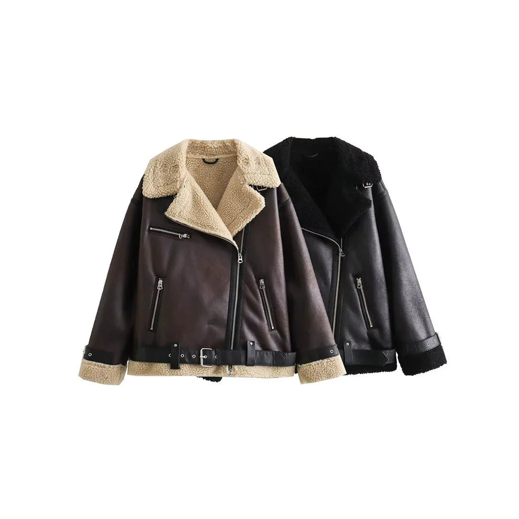 LaPose Fashion - Viviane Faux Leather Oversize Jacket - Coats & Jackets, Jackets, Leather Jackets, Oversize Jacket, Puffer Jacket, Retro Jackets, Winter Edi