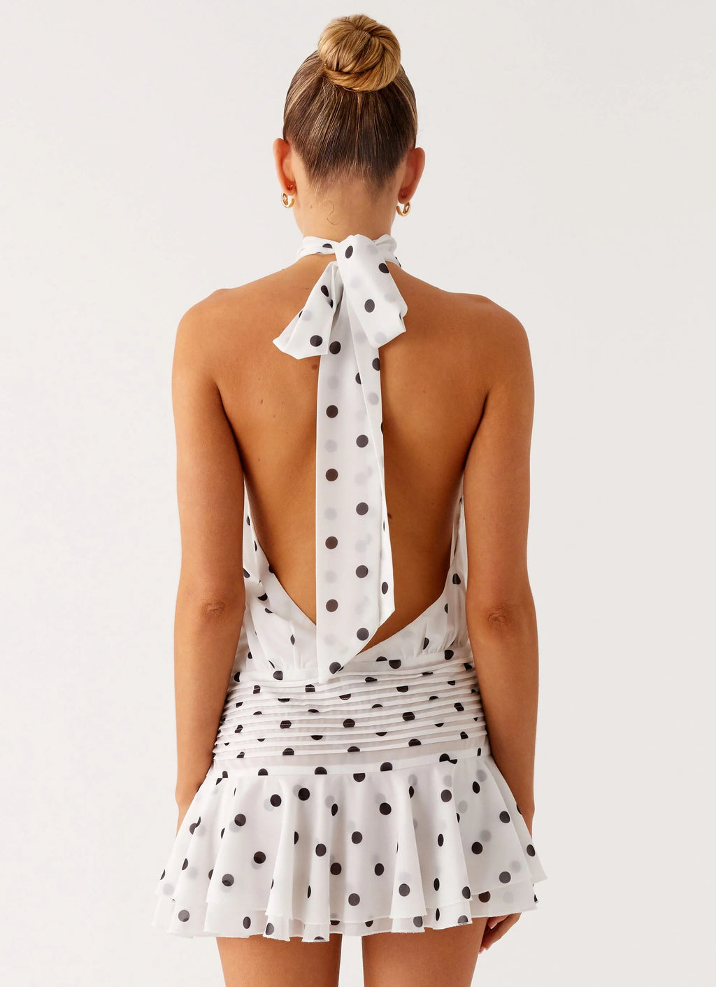 Wave Dot Halter Mini Dress
