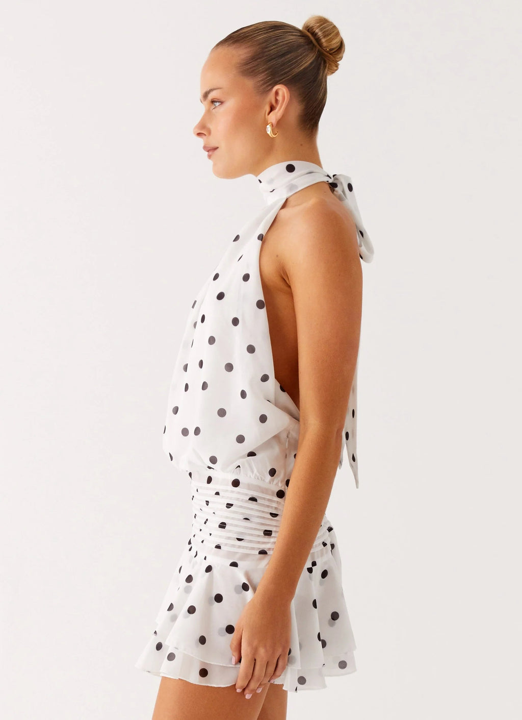 Wave Dot Halter Mini Dress