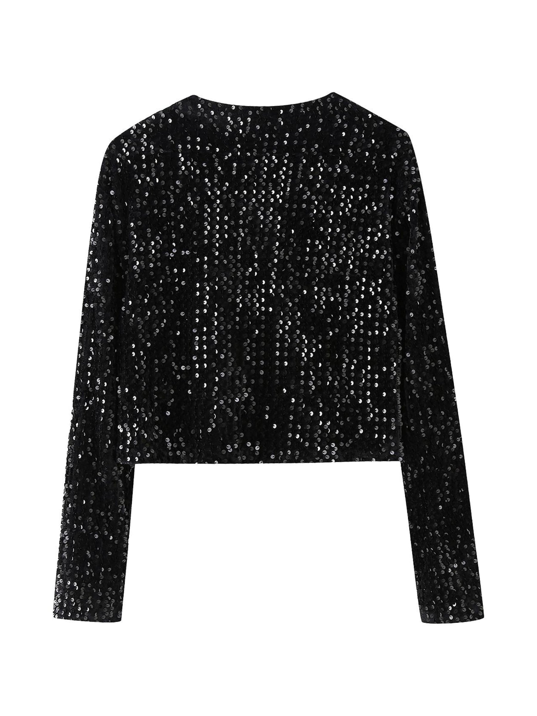 LaPose Fashion - Wendy Sequin Bow Jacket - Coats & Jackets, Crop Jackets, Jackets, Sequin Jackets