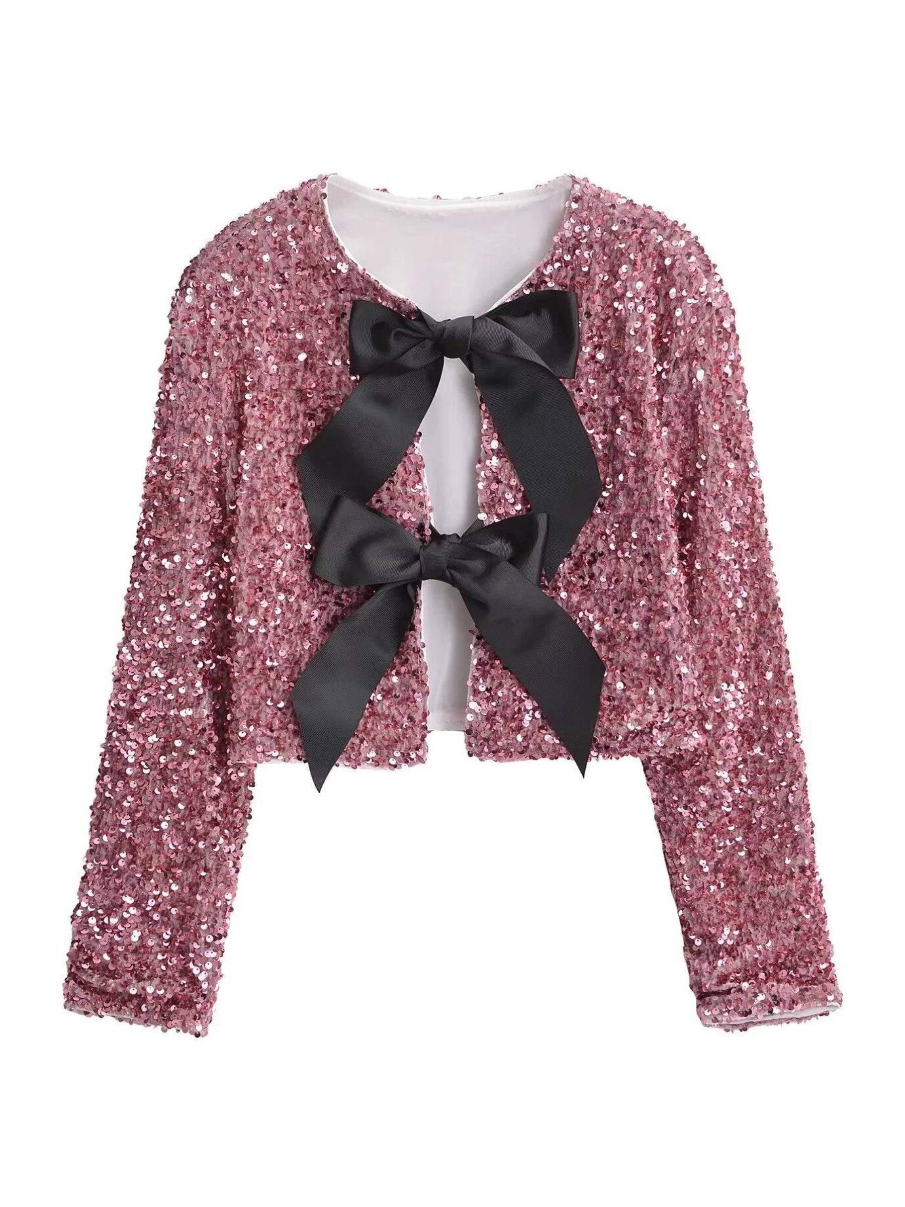 LaPose Fashion - Wendy Sequin Bow Jacket - Coats & Jackets, Crop Jackets, Jackets, Sequin Jackets